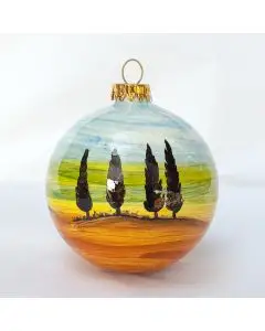 Italian Christmas bauble in the Umbria design. Hand-painted by D&G Design in Deruta, Italy