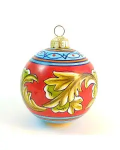 Italian Christmas bauble in geometric design. Hand-painted by D&G Design in Deruta, Italy