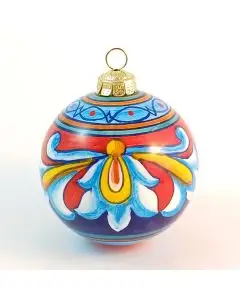 Italian Christmas bauble in geometric design. Hand-painted by D&G Design in Deruta, Italy