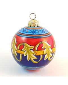 Italian Christmas bauble in geometric design. Hand-painted by D&G Design in Deruta, Italy