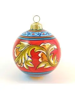 Italian Christmas bauble in geometric design. Hand-painted by D&G Design in Deruta, Italy