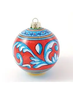 Italian Christmas bauble in geometric design. Hand-painted by D&G Design in Deruta, Italy