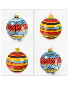 Set of four Italian Christmas ball ornaments handmade by D&G Design in Deruta