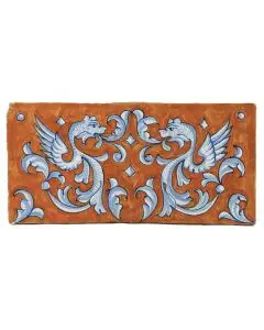Hand-painted Deruta tile DEC by Antica Deruta, Italy. The tile is entirely handcrafted.
