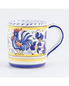 Deruta mug from the Galletto Blu collection, handmade by Antica Deruta - Italy