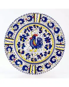 Deruta dinner plate from the Galletto Blu collection, handmade by Antica Deruta - Italy
