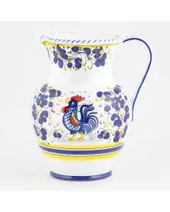 Deruta pitcher from the Galletto Blu collection, handmade by Antica Deruta - Italy