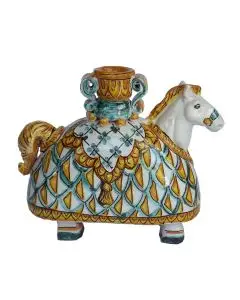 Italian ceramic candle holder Horse handmade by Ghenos in Sicily