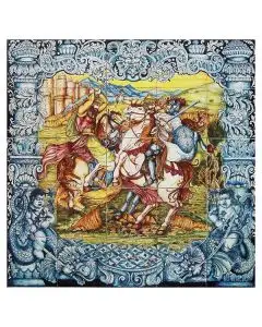 Italian tile panel Paladini hand-painted by Ghenos in Messina, Sicily
