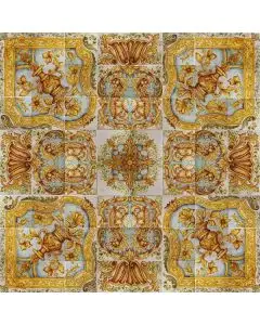 Italian tile panel or side tabletop Antica Sicilia hand-painted by Ghenos in Messina, Sicily
