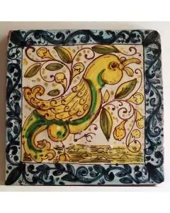 Sicilian tile GH08 hand-painted with traditional designs by Ghenos, Messina - Italy