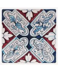 Sicilian modular tile GH26 hand-painted with traditional designs by Ghenos, Messina - Italy