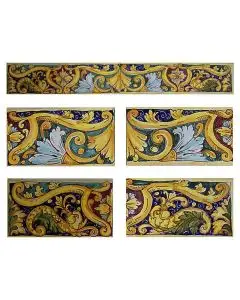Sicilian stair riser GH03 hand-painted with traditional designs by Ghenos, Messina - Italy