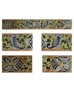 Sicilian stair riser GH05 hand-painted with traditional designs by Ghenos, Messina - Italy