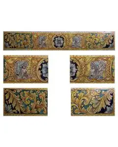 Sicilian stair riser GH07 hand-painted with traditional designs by Ghenos, Messina - Italy