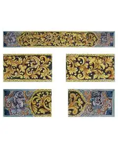 Sicilian stair riser GH10 hand-painted with traditional designs by Ghenos, Messina - Italy