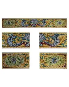 Sicilian stair riser GH13 hand-painted with traditional designs by Ghenos, Messina - Italy