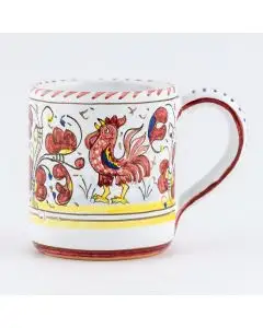 Deruta mug from the Galletto Rosso collection, handmade by Antica Deruta - Italy
