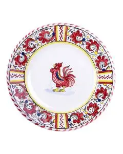 Deruta salad and dessert plate from the Galletto Rosso Semplice collection, handmade by Antica Deruta - Italy