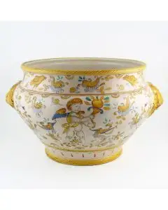 Deruta planter from the Grottesche collection, handmade by Antica Deruta - Italy