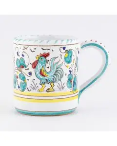 Deruta mug from the Galletto Verde collection, handmade by Antica Deruta - Italy