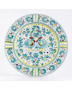Deruta round platter from the Galletto Verde collection, handmade by Antica Deruta - Italy