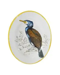 Italian oval platter Bird 1 from the Joy Collection handmade by Francesca Niccacci in Deruta