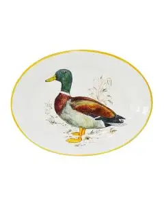 Italian oval platter Bird 2 from the Joy Collection handmade by Francesca Niccacci in Deruta