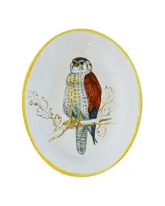 Italian oval platter Bird 3 from the Joy Collection handmade by Francesca Niccacci in Deruta