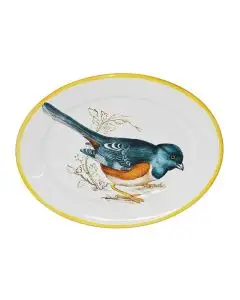 Italian oval platter Bird 6 from the Joy Collection handmade by Francesca Niccacci in Deruta