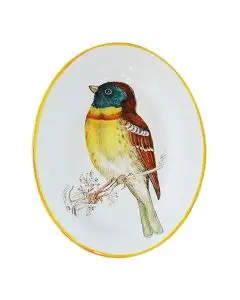Italian oval platter Bird 7 from the Joy Collection handmade by Francesca Niccacci in Deruta