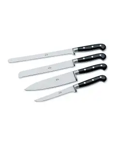 Forgiato Black set of 4 kitchen knives handcrafted by Coltellerie Berti in Scarperia, Italy