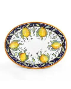 Italian oval platter from the Limoni Blu Collection handmade by D&G Design in Deruta