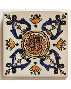 Hand-painted Italian tile LF02 from the Classic collection, entirely handcrafted by La Fauci in Messina, Sicily