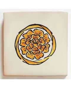 Hand-painted Italian corner tile LF02 from the Classic collection, entirely handcrafted by La Fauci in Messina, Sicily