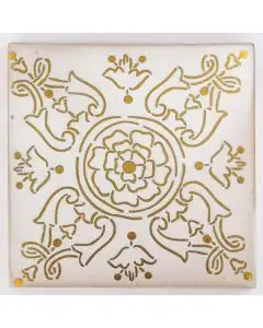 Hand-painted Italian tile LF02 from the Gold collection, entirely handcrafted by La Fauci in Messina, Sicily