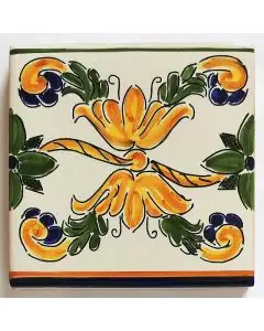 Hand-painted Italian tile LF05 from the Classic collection, entirely handcrafted by La Fauci in Messina, Sicily