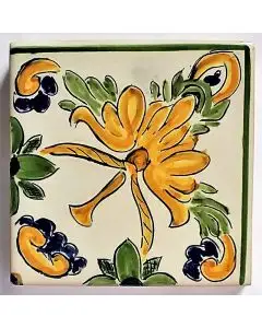 Hand-painted Italian corner tile LF05 from the Classic collection, entirely handcrafted by La Fauci in Messina, Sicily