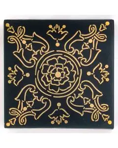 Hand-painted Italian tile LF05 from the Gold collection, entirely handcrafted by La Fauci in Messina, Sicily