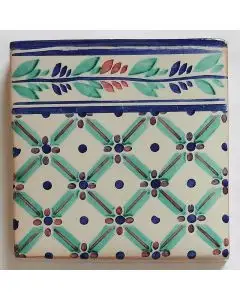 Hand-painted Italian border tile LF09 from the Classic collection, entirely handcrafted by La Fauci in Messina, Sicily