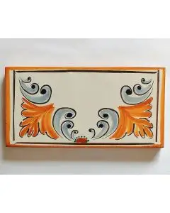 Hand-painted Italian border tile LF14 from the Classic collection, entirely handcrafted by La Fauci in Messina, Sicily