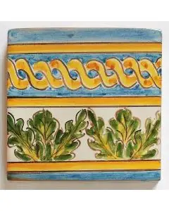 Hand-painted Italian tile LF17 from the Classic collection, entirely handcrafted by La Fauci in Messina, Sicily