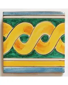 Hand-painted Italian tile LF18 from the Classic collection, entirely handcrafted by La Fauci in Messina, Sicily