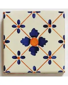 Hand-painted Italian tile LF22 from the Classic collection, entirely handcrafted by La Fauci in Messina, Sicily
