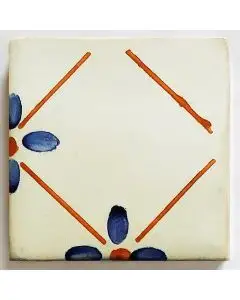 Hand-painted Italian corner tile LF22 from the Classic collection, entirely handcrafted by La Fauci in Messina, Sicily