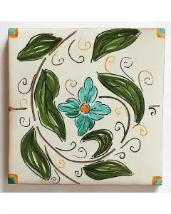 Hand-painted Italian tile LF25 from the Classic collection, entirely handcrafted by La Fauci in Messina, Sicily