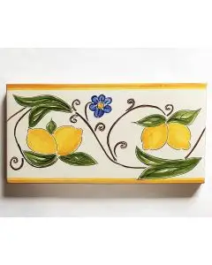 Hand-painted Italian tile LF27 from the Classic collection, entirely handcrafted by La Fauci in Messina, Sicily