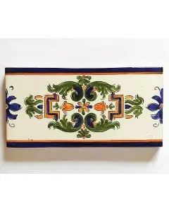 Hand-painted Italian tile LF28 from the Classic collection, entirely handcrafted by La Fauci in Messina, Sicily