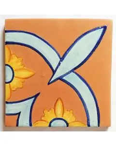 Hand-painted Italian corner tile LF32 from the Classic collection, entirely handcrafted by La Fauci in Messina, Sicily