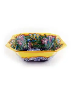 Italian octagonal serving bowl Lilium from the Ottagonali Collection handmade by Francesca Niccacci in Deruta